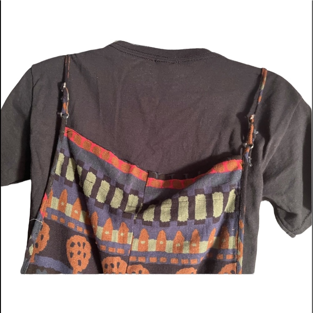 NWT.  Funky Sacred Threads Overalls L/XL. BL/RD 1.   221305 - Picture 7 of 9
